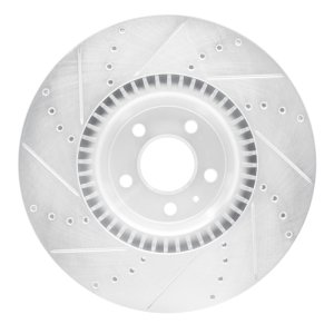 Audi A6 Brake Rotor (1) - Front Right - R1 Concepts - Drilled & Slotted - Silver - `12-`18